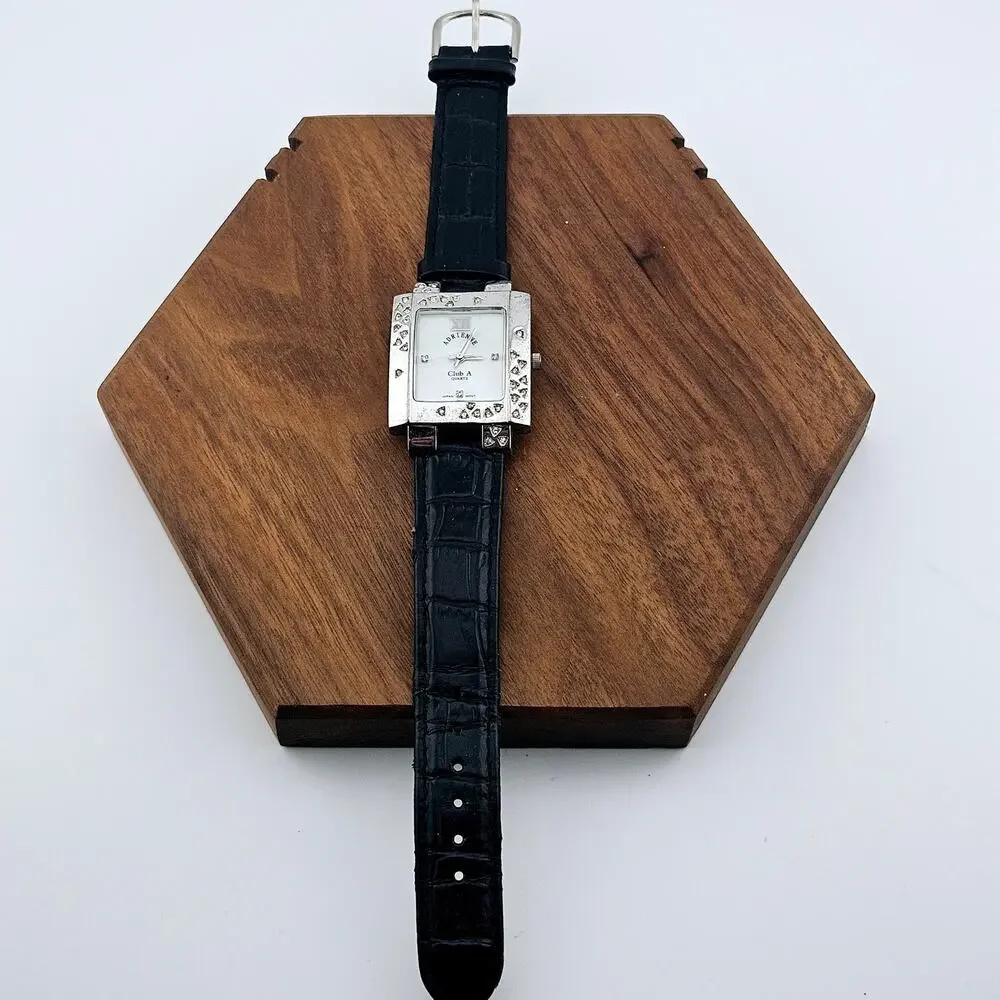 Adrienne Club A Women's Watch Silver Square Crystal Encrusted Bezel Contemporary